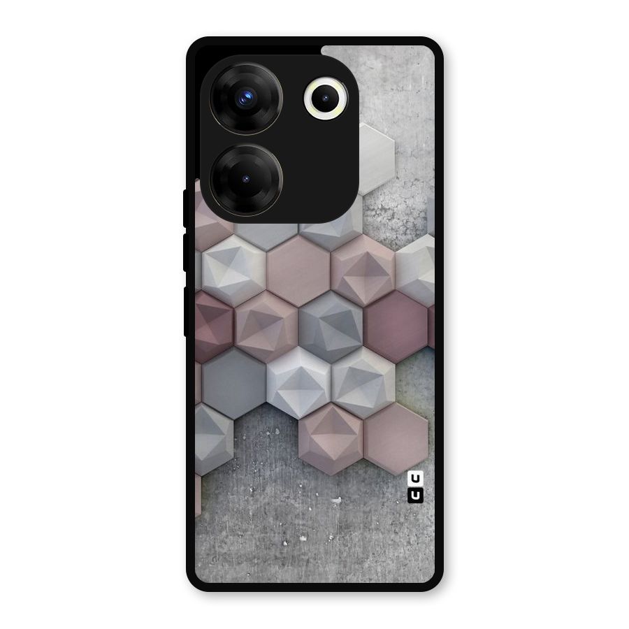 Cute Hexagonal Pattern Metal Back Case for Tecno Camon 20 Pro