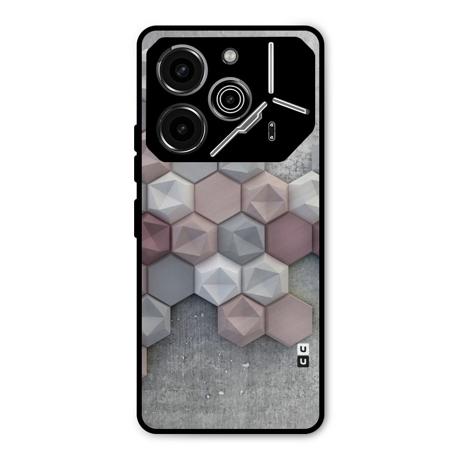 Cute Hexagonal Pattern Metal Back Case for Tecno Pova 6 Pro