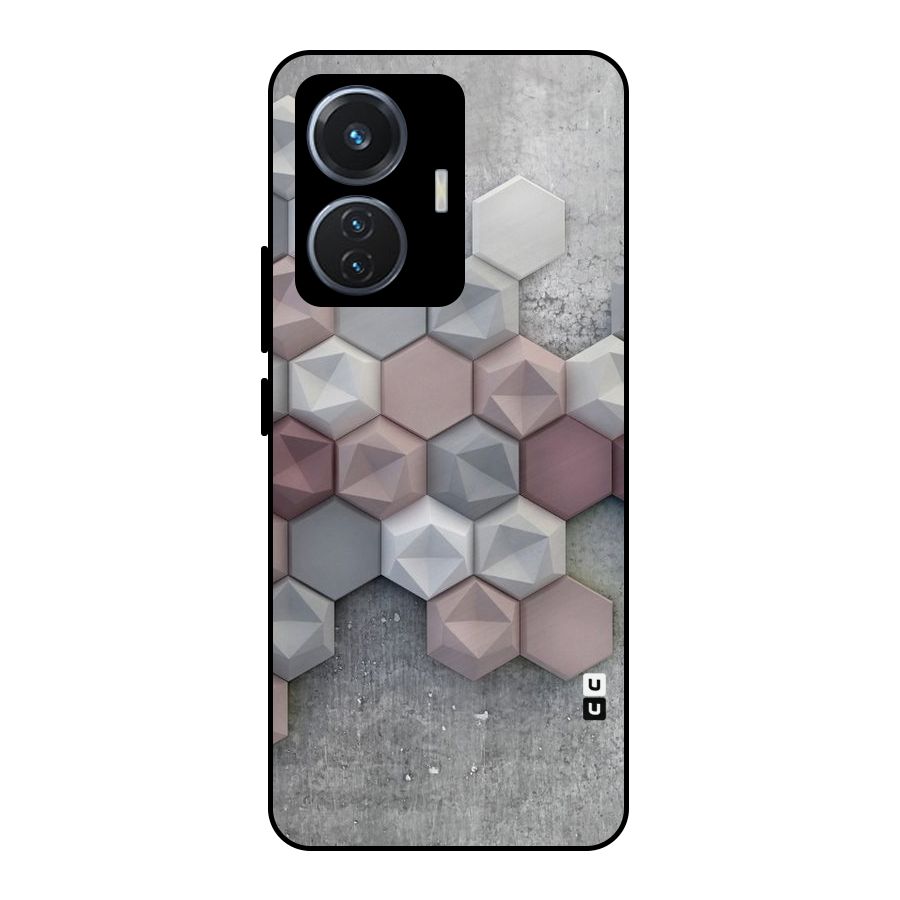Cute Hexagonal Pattern Metal Back Case for Vivo T1 44W