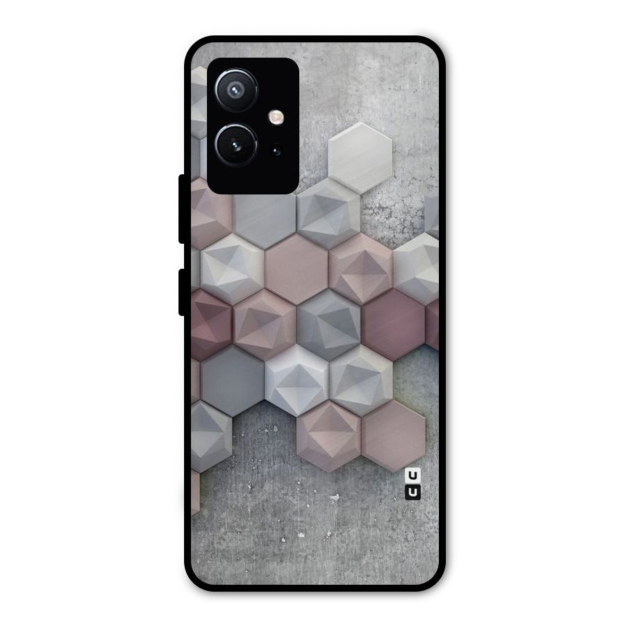 Cute Hexagonal Pattern Metal Back Case for Vivo T1 5G