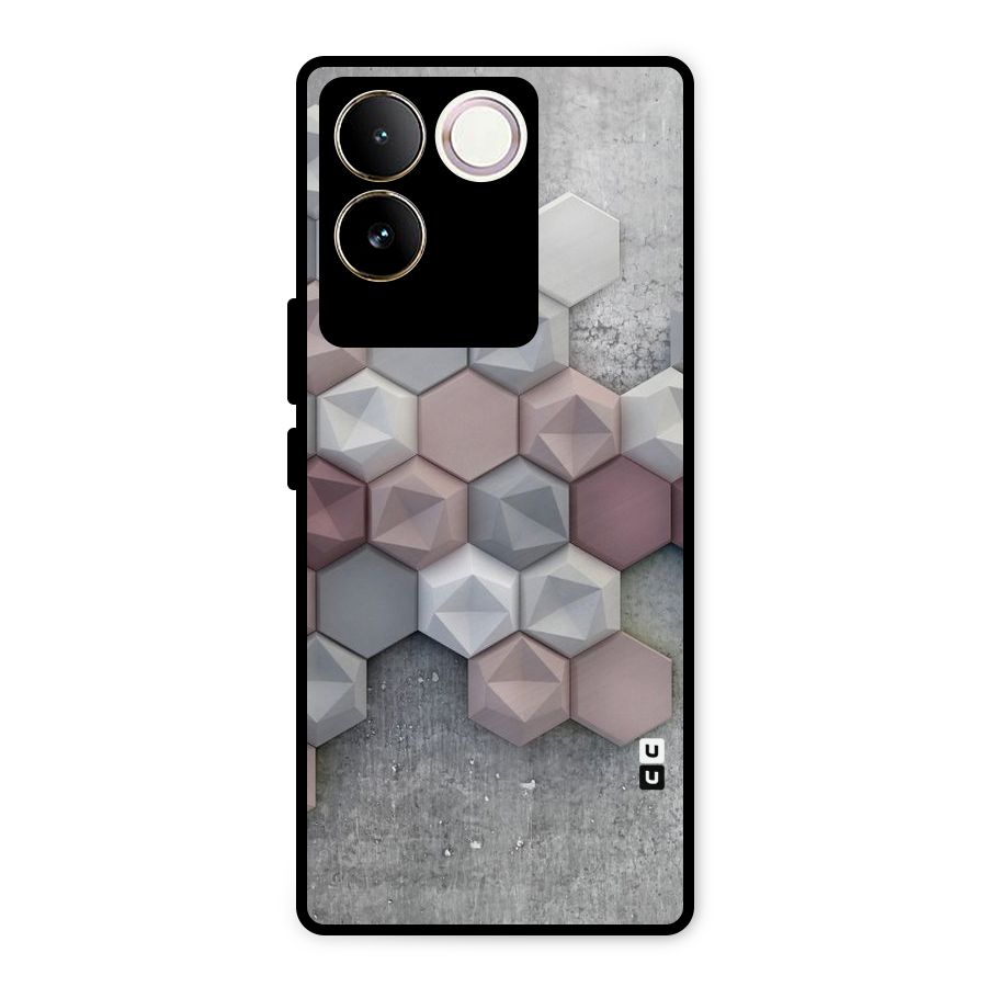 Cute Hexagonal Pattern Metal Back Case for Vivo T2 Pro