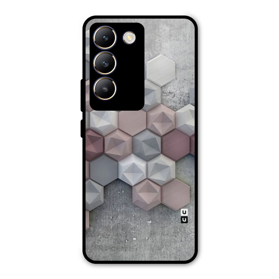 Cute Hexagonal Pattern Metal Back Case for Vivo T3 5G