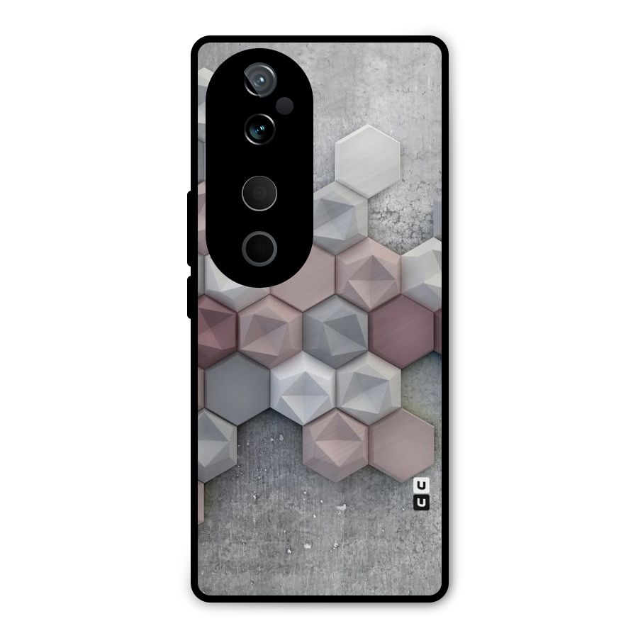 Cute Hexagonal Pattern Metal Back Case for Vivo T3 Ultra