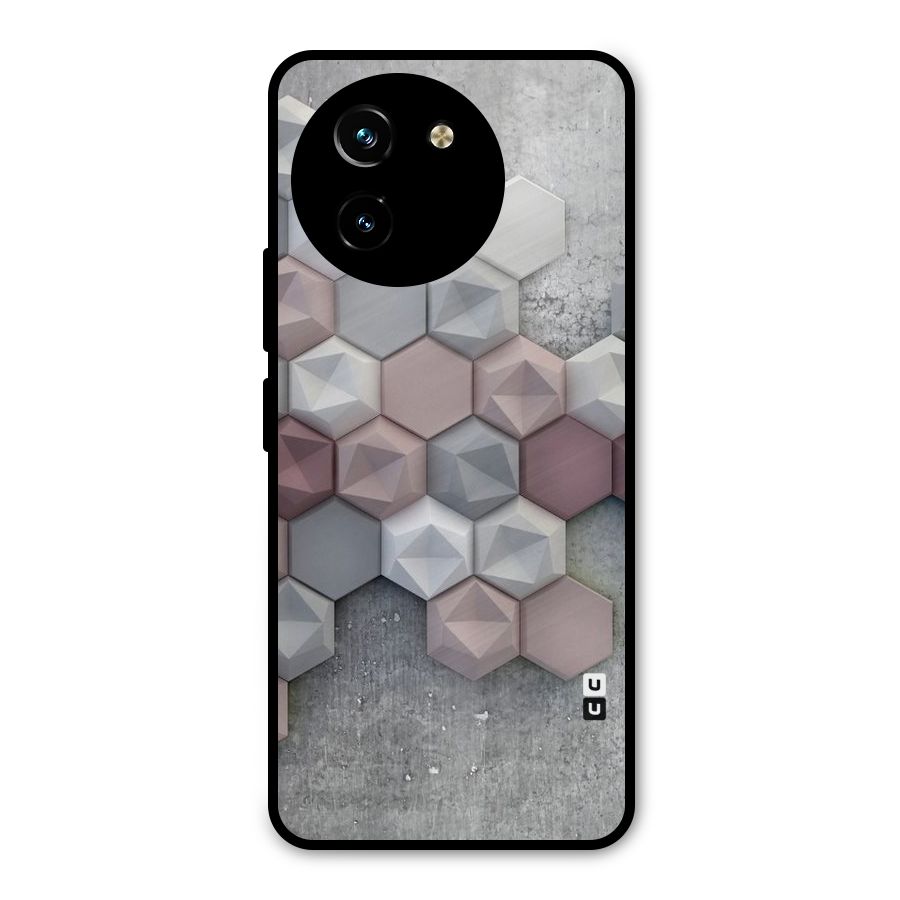 Cute Hexagonal Pattern Metal Back Case for Vivo T3x