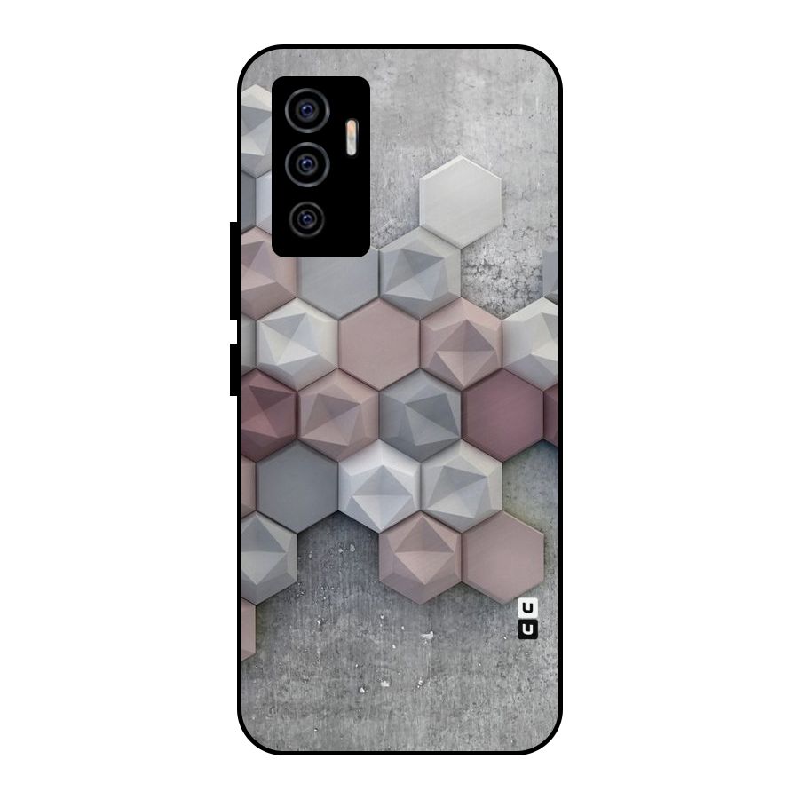 Cute Hexagonal Pattern Metal Back Case for Vivo V23e