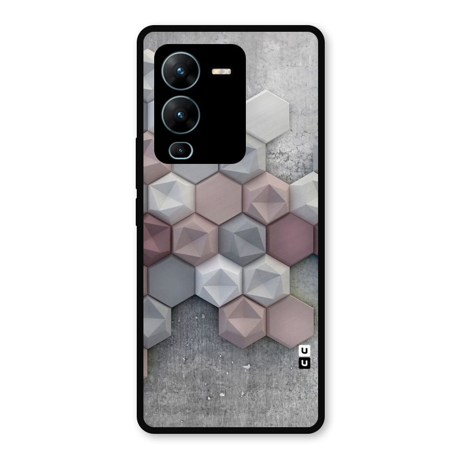Cute Hexagonal Pattern Metal Back Case for Vivo V25 Pro