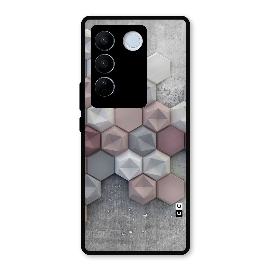 Cute Hexagonal Pattern Metal Back Case for Vivo V27 Pro