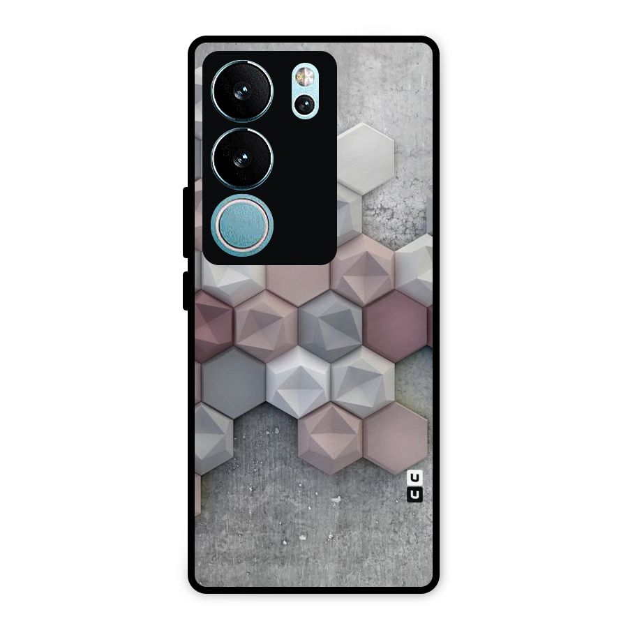 Cute Hexagonal Pattern Metal Back Case for Vivo V29 Pro