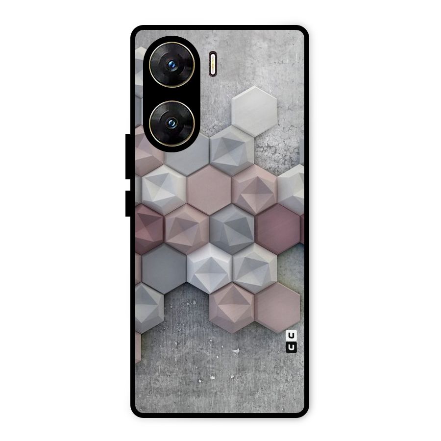 Cute Hexagonal Pattern Metal Back Case for Vivo V29e