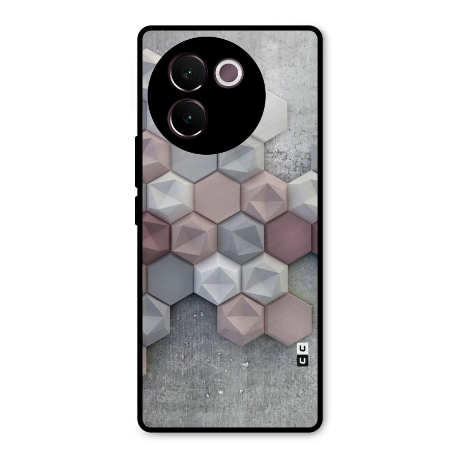 Cute Hexagonal Pattern Metal Back Case for Vivo V30e