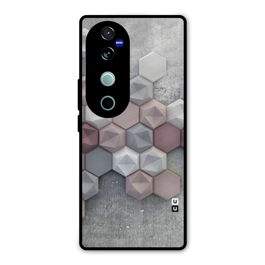 Cute Hexagonal Pattern Metal Back Case for Vivo V40 Pro