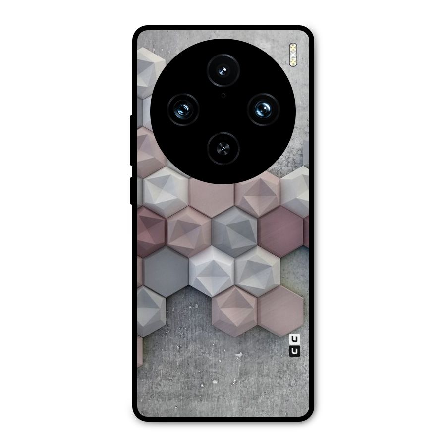 Cute Hexagonal Pattern Metal Back Case for Vivo X100 Pro