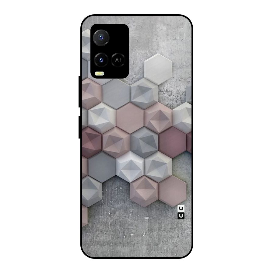Cute Hexagonal Pattern Metal Back Case for Vivo Y21T