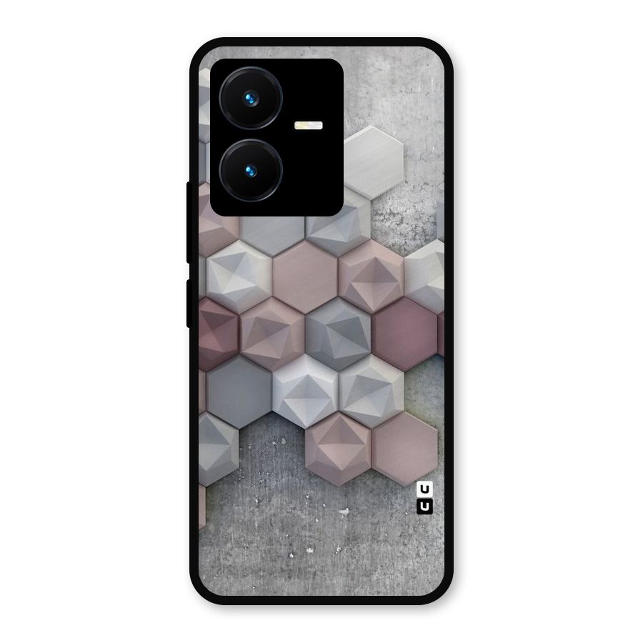 Cute Hexagonal Pattern Metal Back Case for Vivo Y22