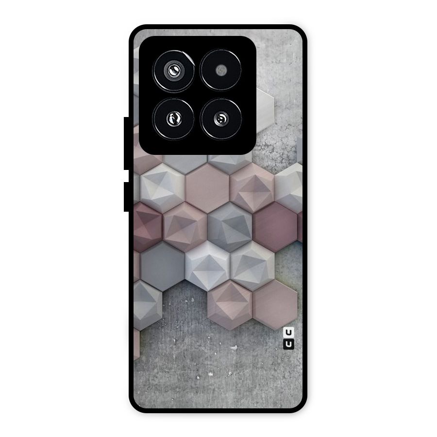Cute Hexagonal Pattern Metal Back Case for Xiaomi 14 Pro