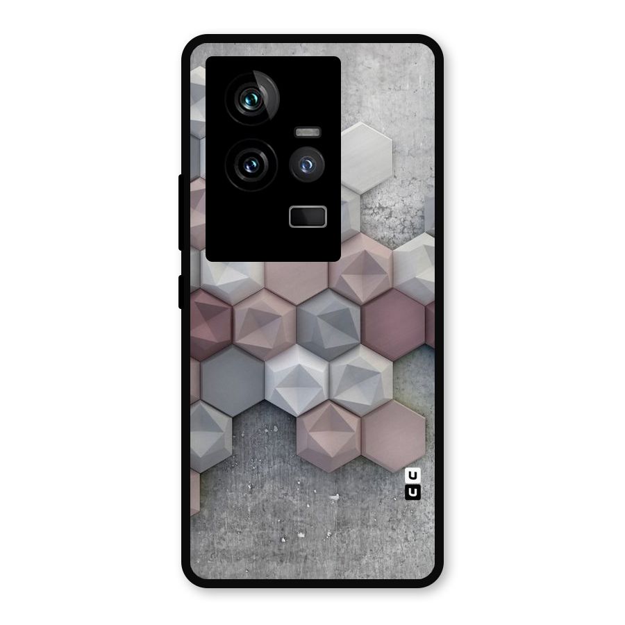 Cute Hexagonal Pattern Metal Back Case for iQOO 11 5G
