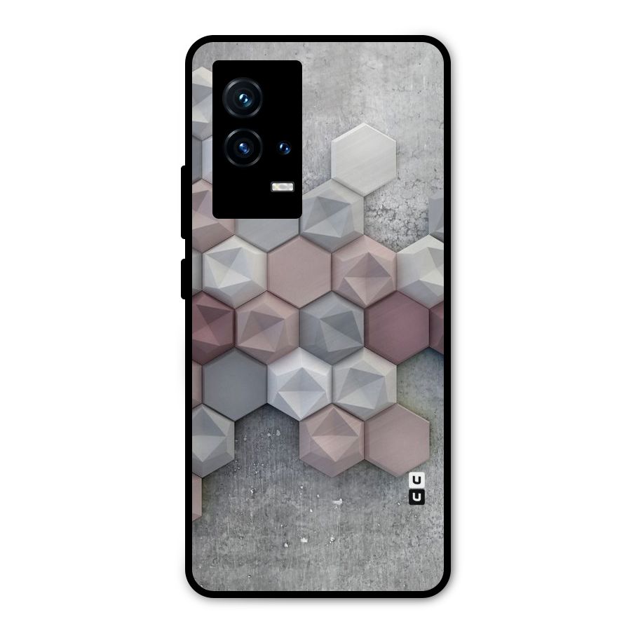 Cute Hexagonal Pattern Metal Back Case for iQOO 9 5G