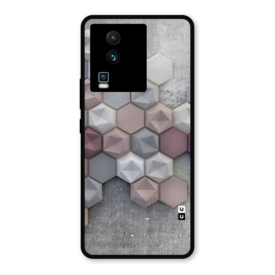 Cute Hexagonal Pattern Metal Back Case for iQOO Neo 7 Pro