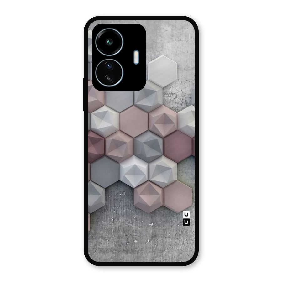 Cute Hexagonal Pattern Metal Back Case for vivo iQOO Z6 Lite 5G
