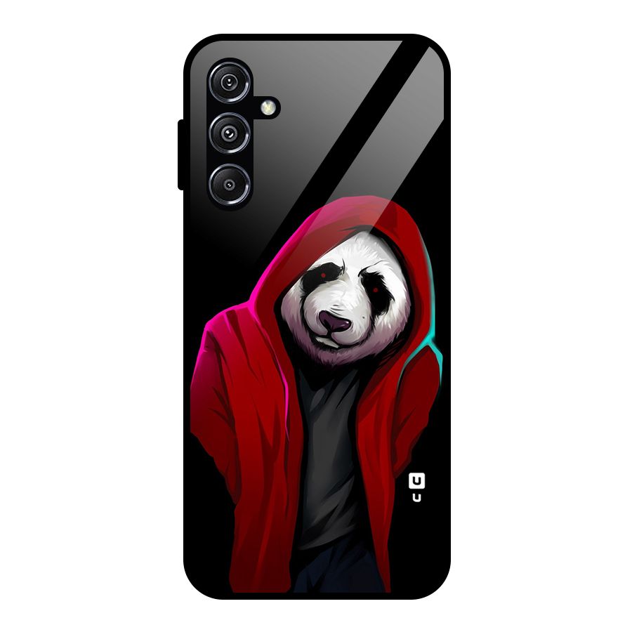 Cute Hoodie Panda Glass Back Case for Galaxy M34 5G
