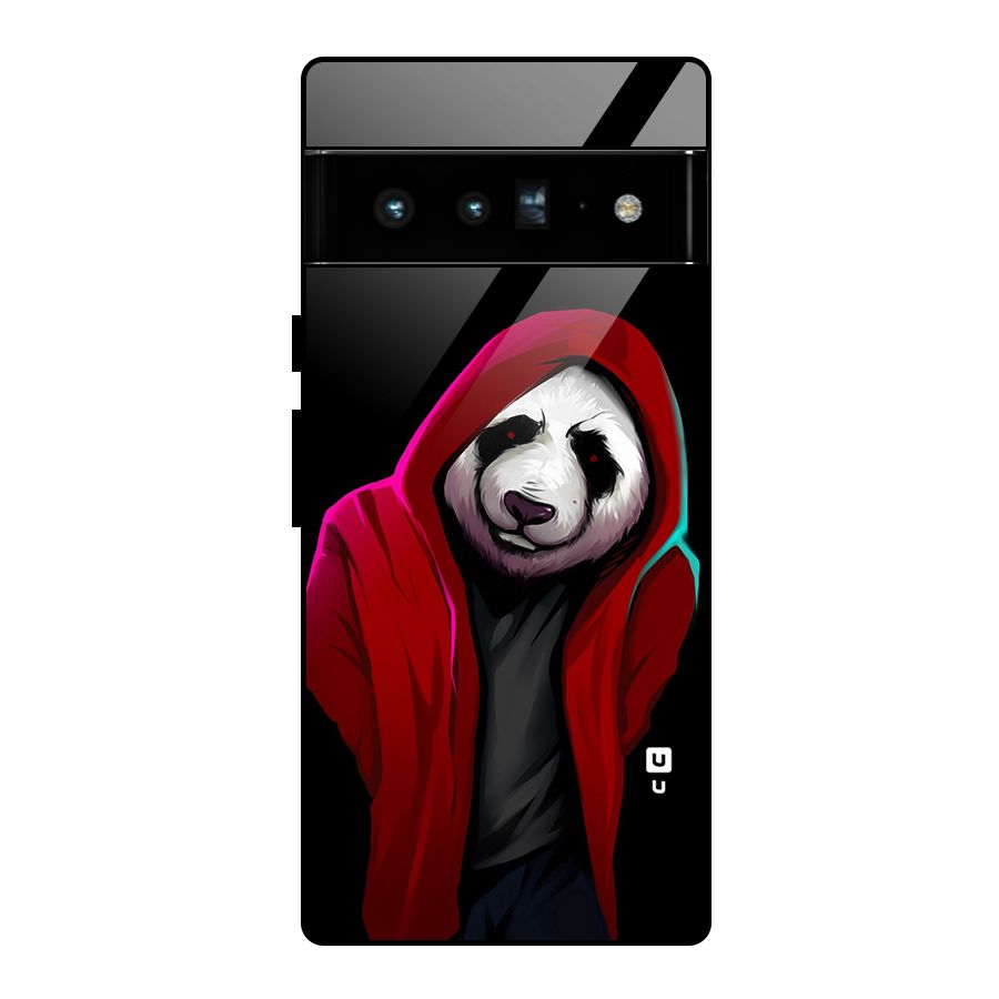 Cute Hoodie Panda Glass Back Case for Google Pixel 6 Pro