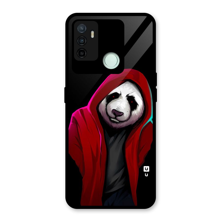 Cute Hoodie Panda Glass Back Case for Oppo A53