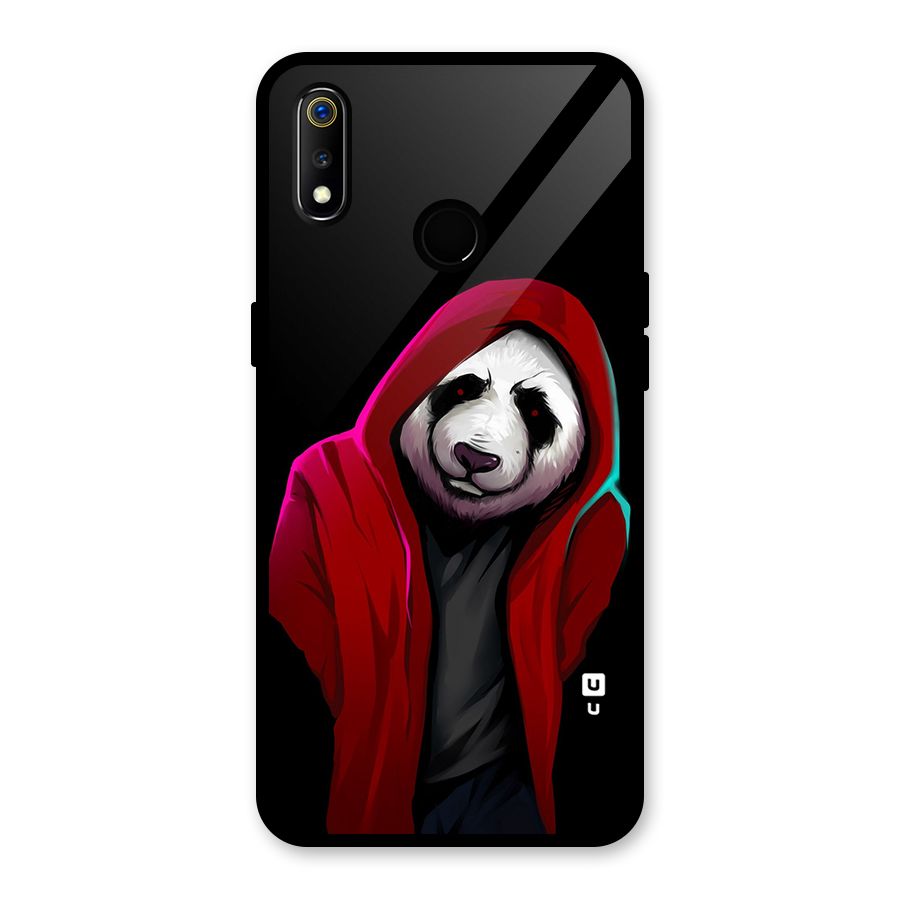 Cute Hoodie Panda Glass Back Case for Realme 3