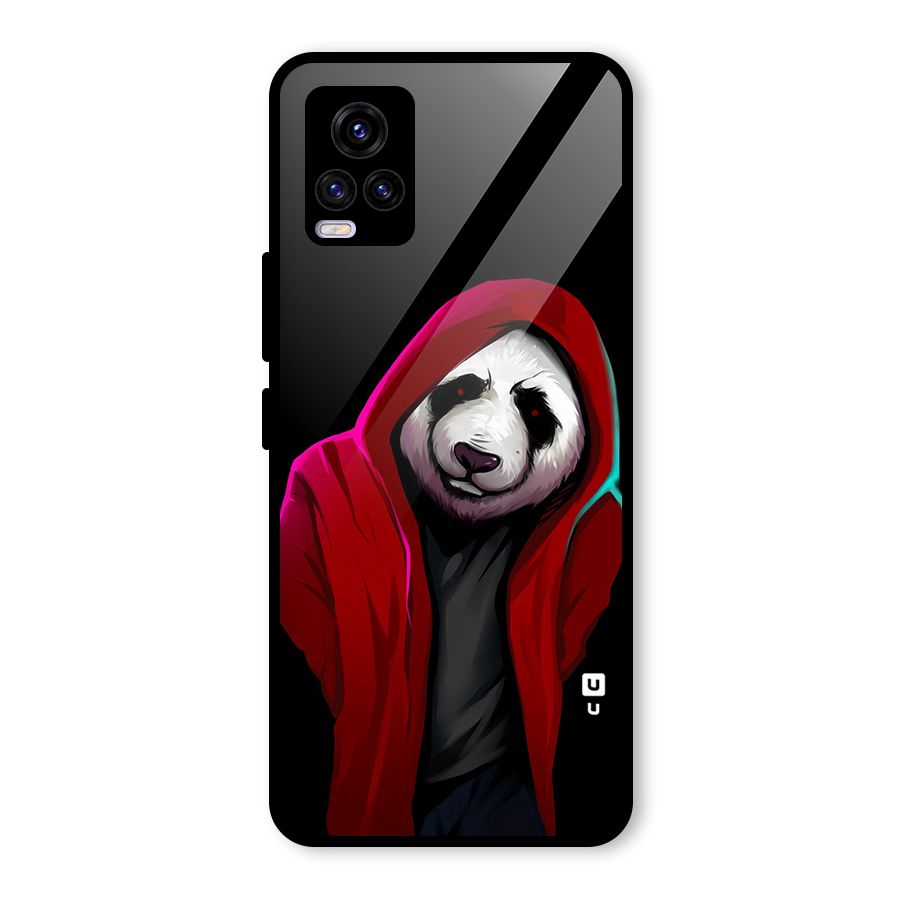 Cute Hoodie Panda Glass Back Case for Vivo V20 2021