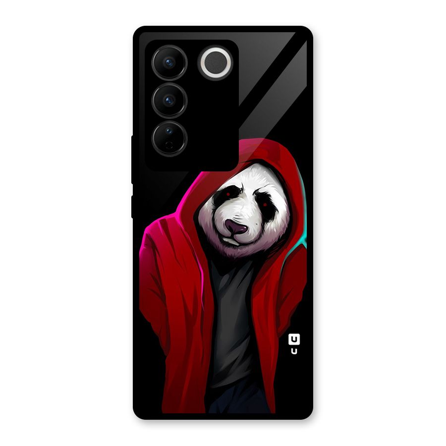 Cute Hoodie Panda Glass Back Case for Vivo V27