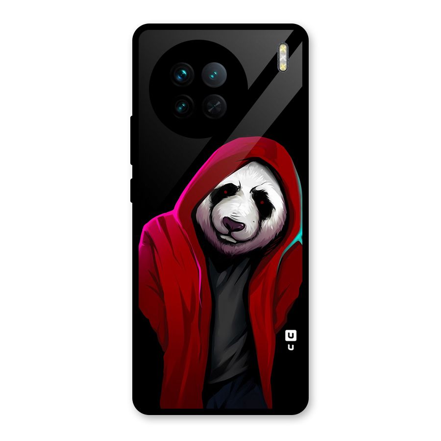 Cute Hoodie Panda Glass Back Case for Vivo X90
