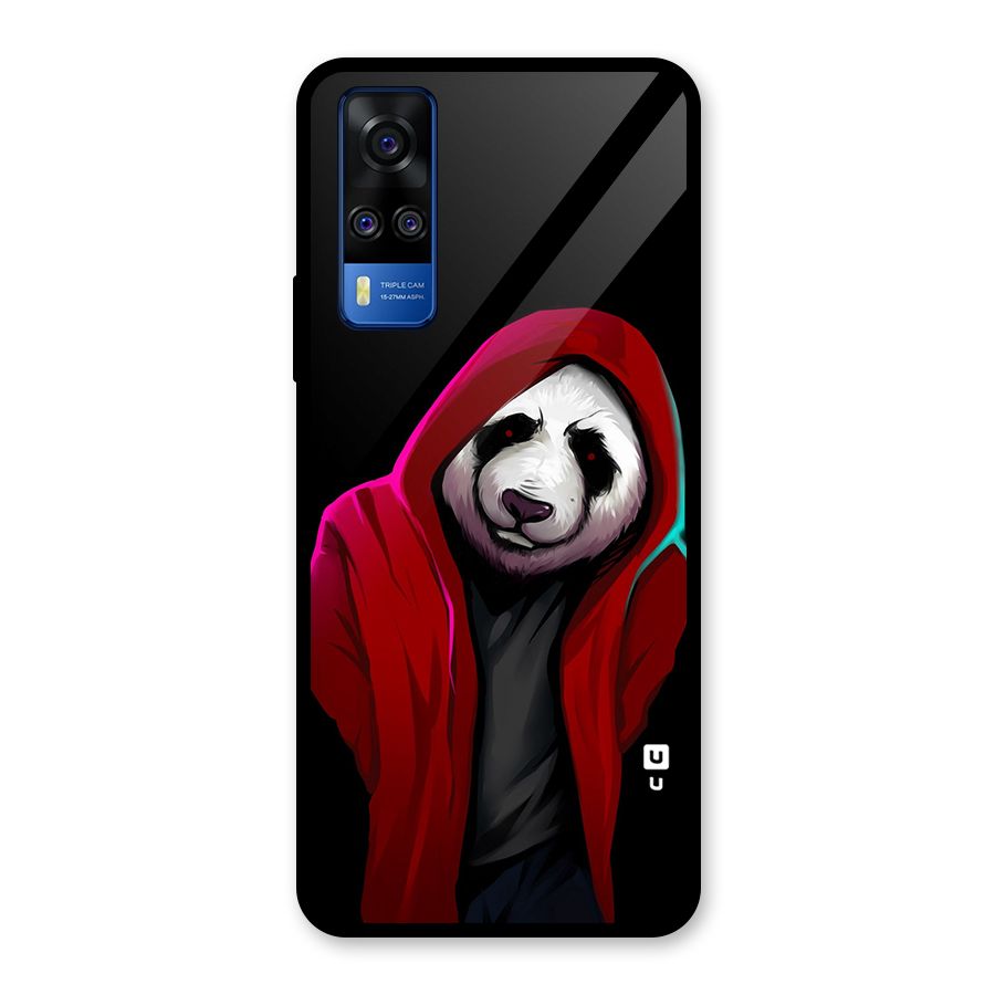 Cute Hoodie Panda Glass Back Case for Vivo Y31