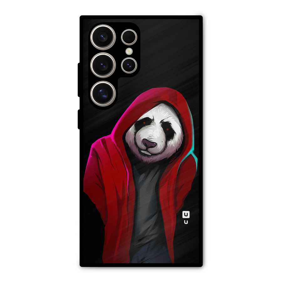 Cute Hoodie Panda Metal Back Case for Galaxy S24 Ultra
