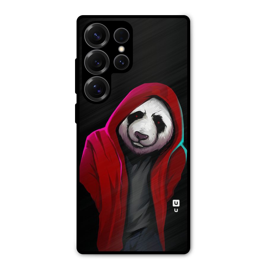 Cute Hoodie Panda Metal Back Case for Galaxy S25 Ultra