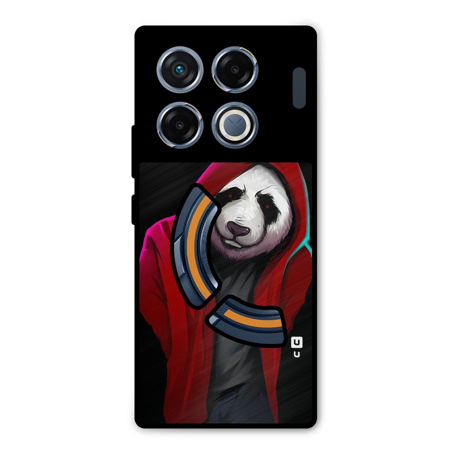 Cute Hoodie Panda Metal Back Case for Infinix GT 20 Pro