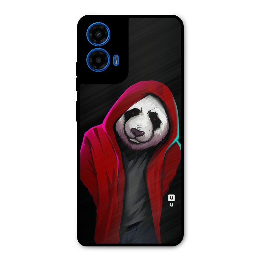 Cute Hoodie Panda Metal Back Case for Moto G45