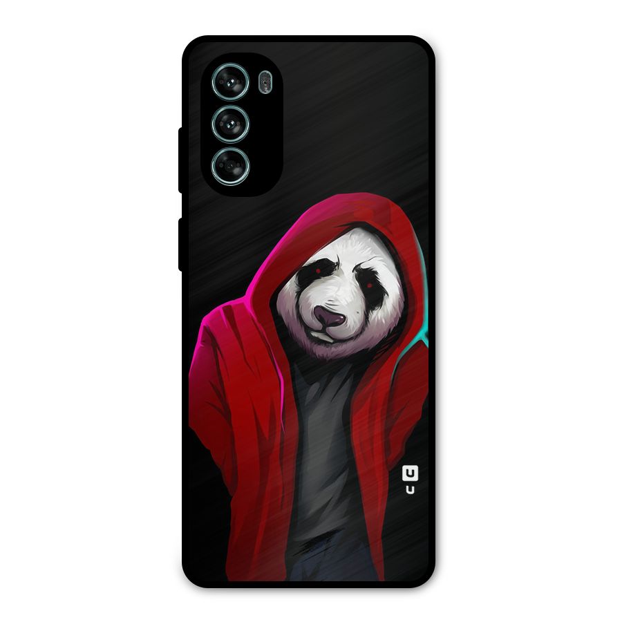 Cute Hoodie Panda Metal Back Case for Moto G62