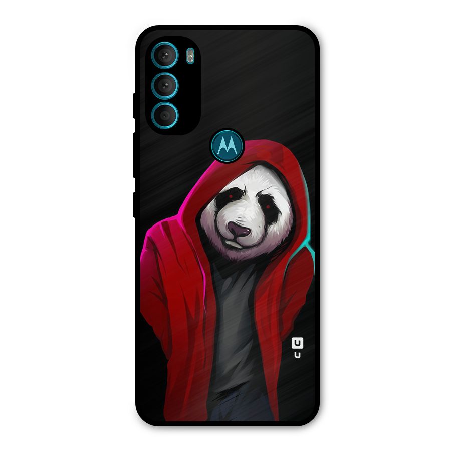 Cute Hoodie Panda Metal Back Case for Moto G71 5G