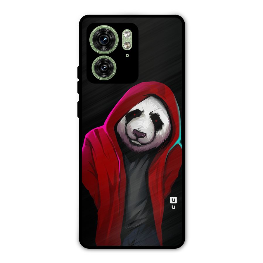 Cute Hoodie Panda Metal Back Case for Motorola Edge 40 5G