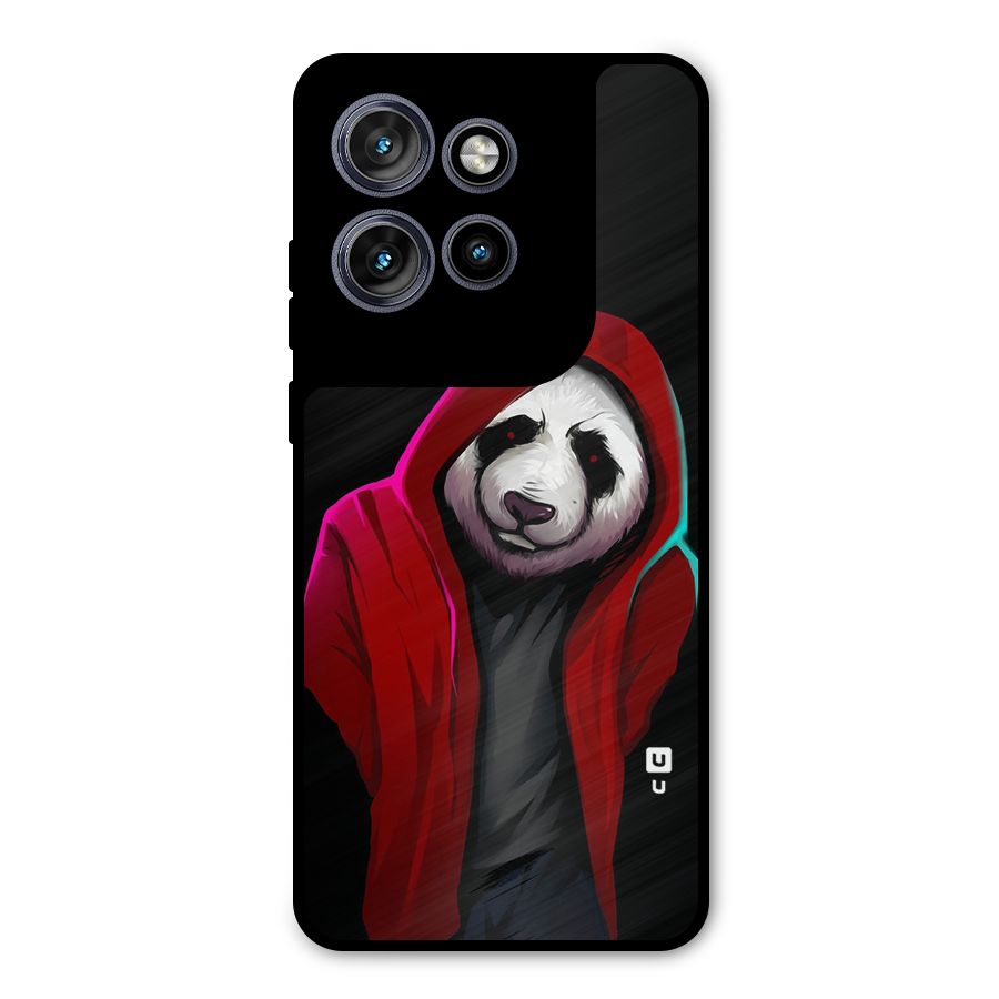 Cute Hoodie Panda Metal Back Case for Motorola Edge 50 Neo