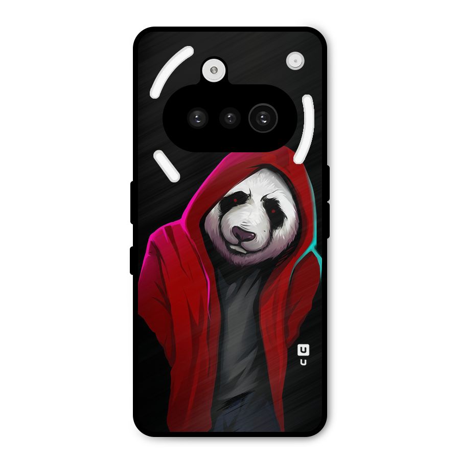Cute Hoodie Panda Metal Back Case for Nothing Phone 3a