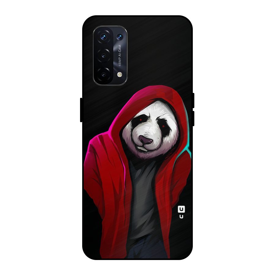 Cute Hoodie Panda Metal Back Case for Oppo A74 5G