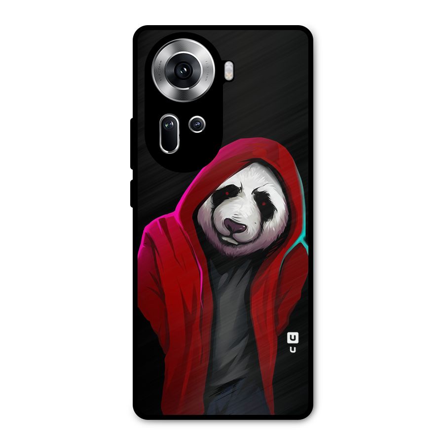 Cute Hoodie Panda Metal Back Case for Oppo Reno11 5G