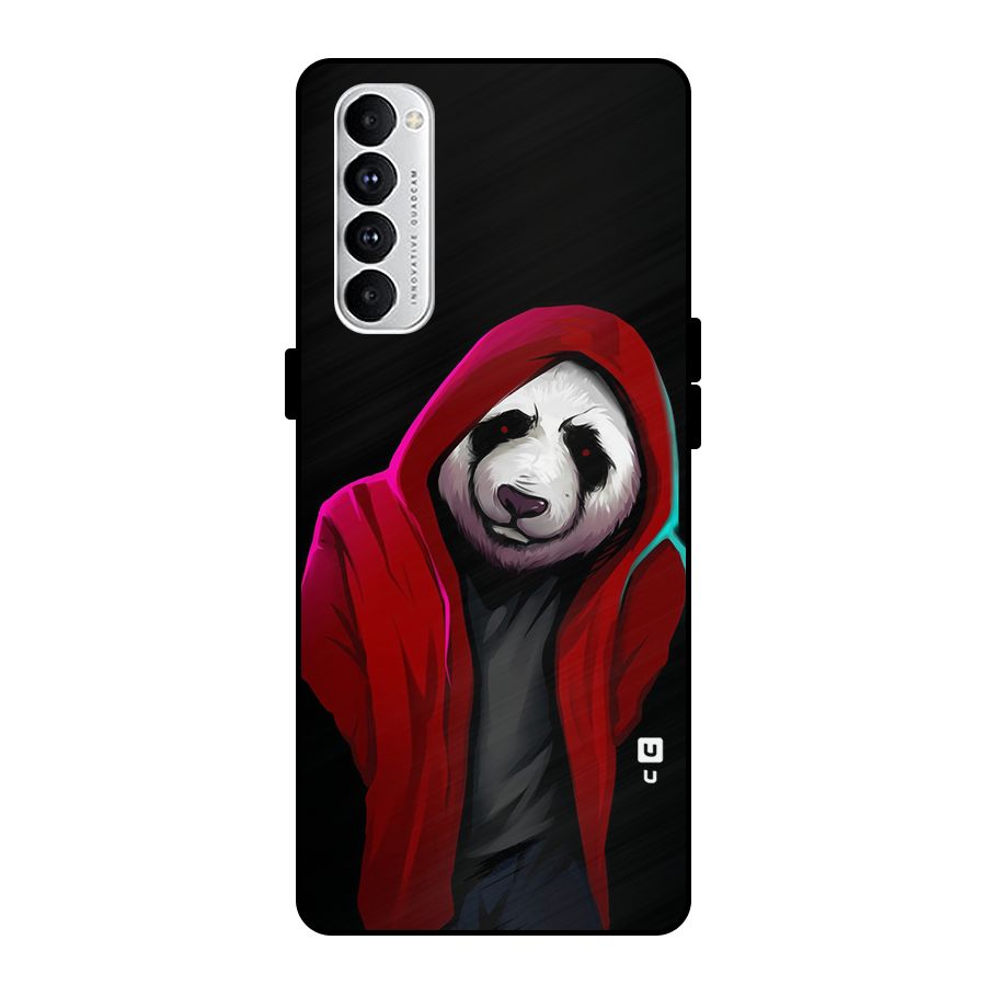 Cute Hoodie Panda Metal Back Case for Oppo Reno4 Pro