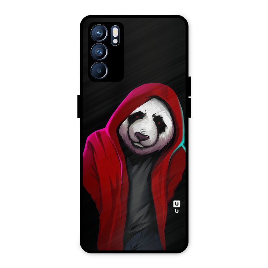 Cute Hoodie Panda Metal Back Case for Oppo Reno6 5G