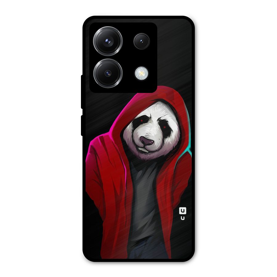 Cute Hoodie Panda Metal Back Case for Poco X6