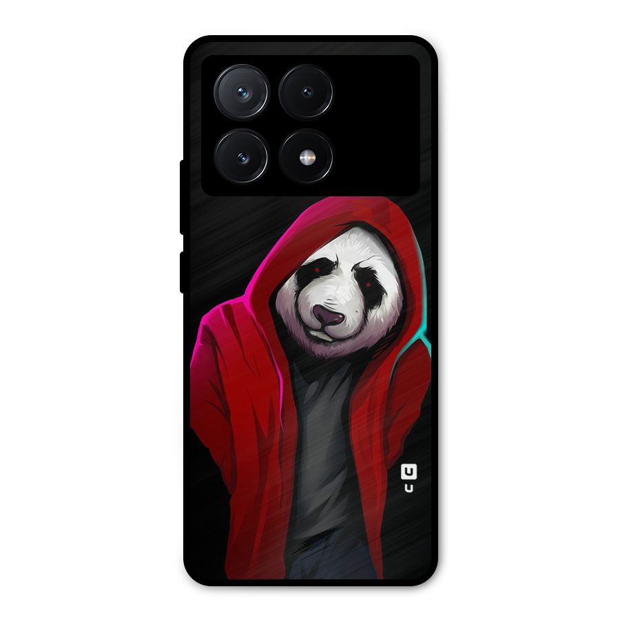 Cute Hoodie Panda Metal Back Case for Poco X6 Pro