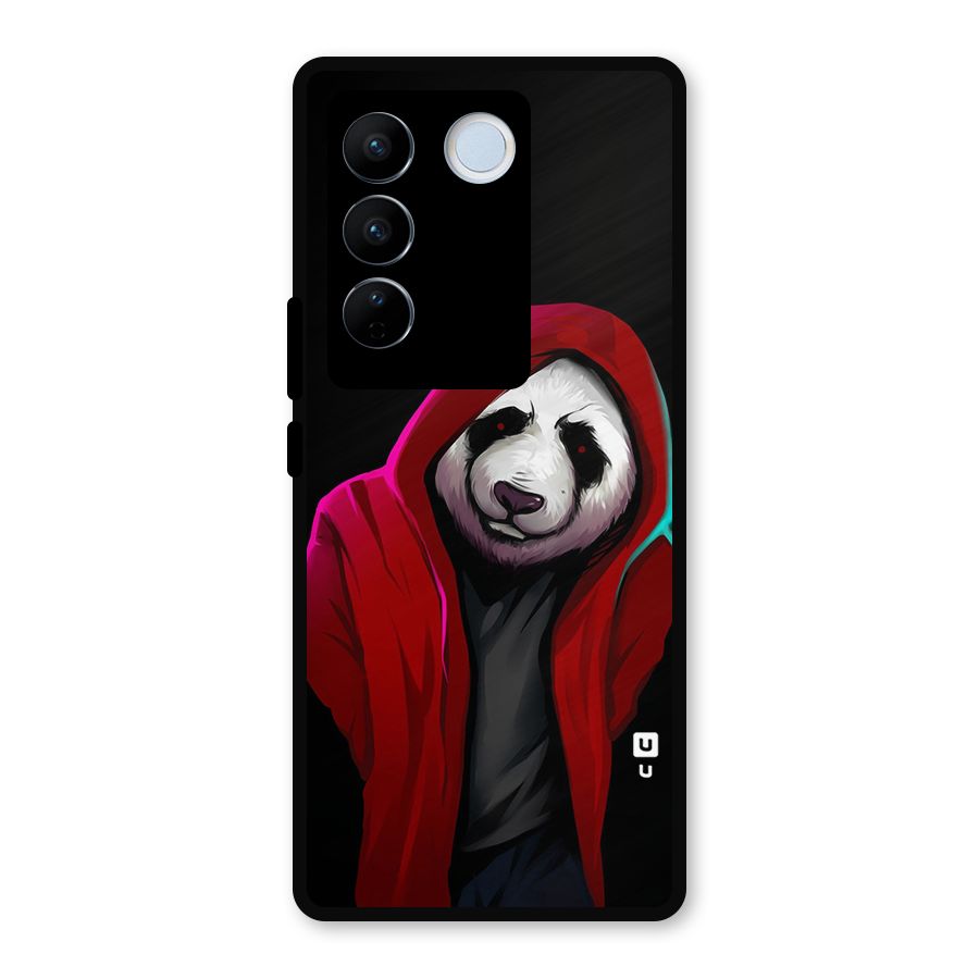 Cute Hoodie Panda Metal Back Case for Vivo V27