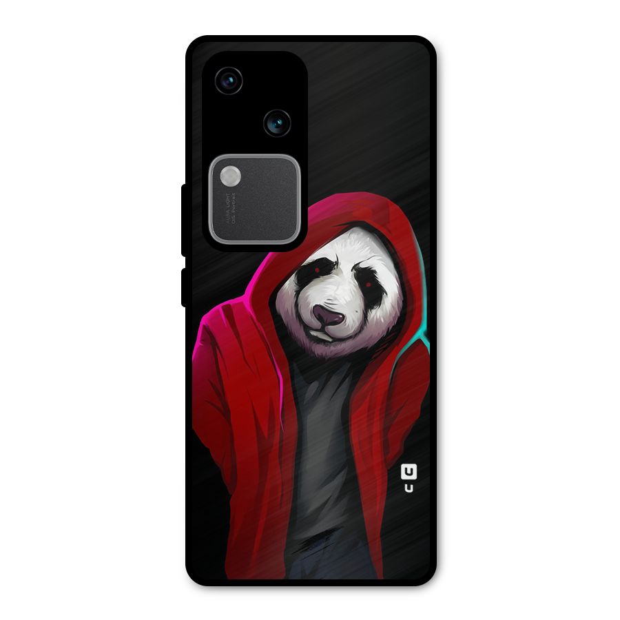Cute Hoodie Panda Metal Back Case for Vivo V30 Pro
