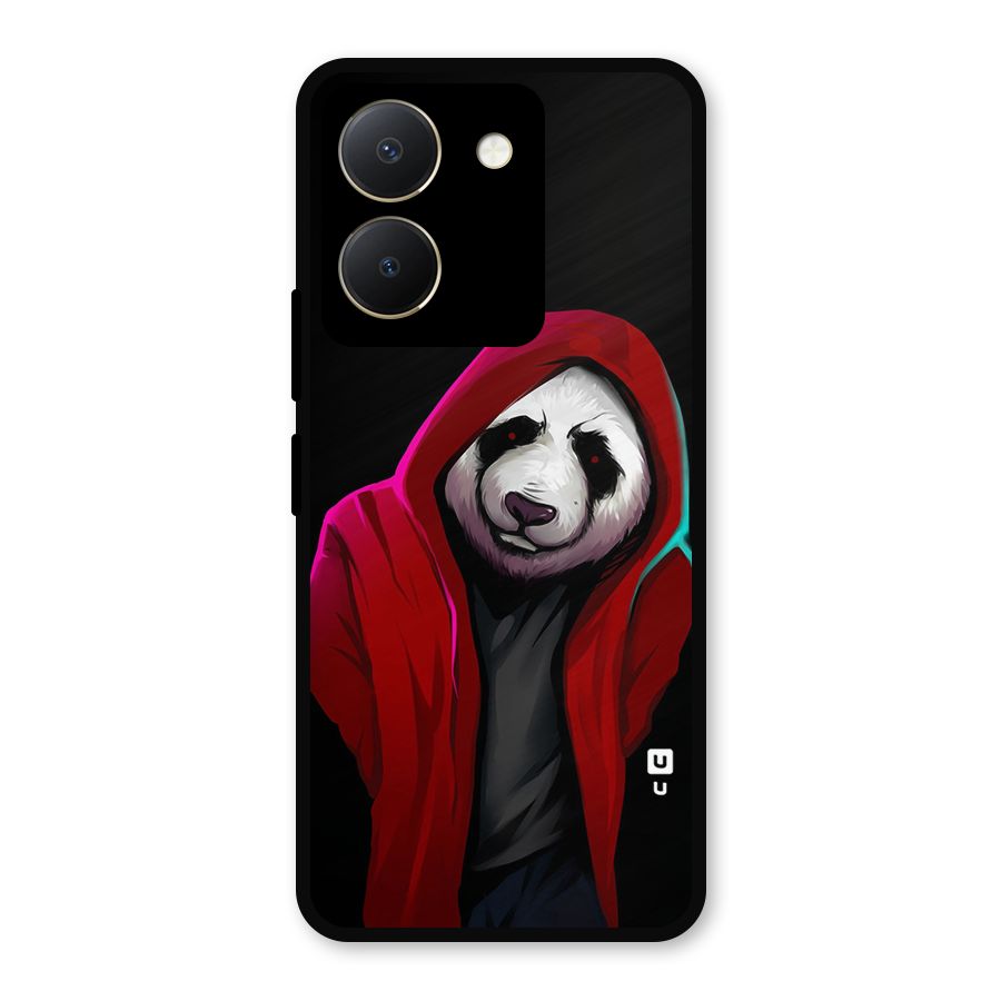 Cute Hoodie Panda Metal Back Case for Vivo Y36