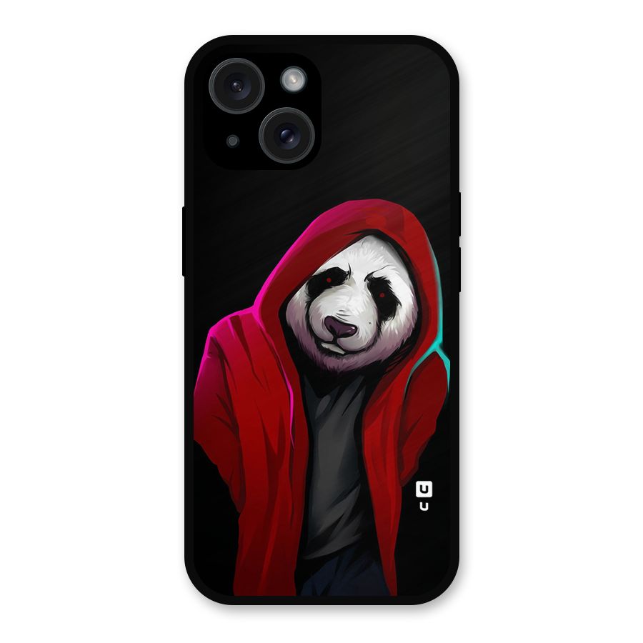 Cute Hoodie Panda Metal Back Case for iPhone 15